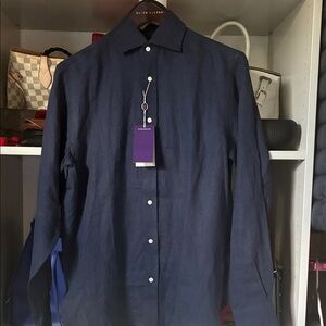 Ralph Lauren Purple Label Navy Linen button down
